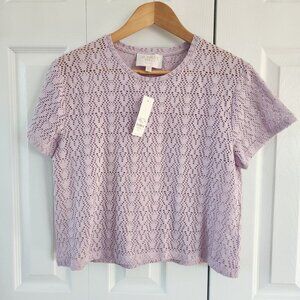 Audrey Parks Purple Eyelet Crop Top